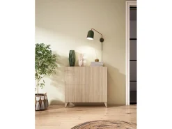 Mueble zapatero almacenaje - A87cm x L90cm x F27cm nogal claro - Bergen