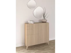 Mueble zapatero almacenaje - A87cm x L90cm x F27cm nogal claro - Bergen