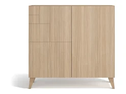 Mueble zapatero almacenaje - A87cm x L90cm x F27cm nogal claro - Bergen