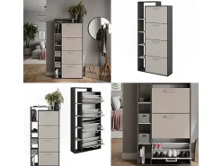 Mueble zapatero antracita/gris 80x24.2x166.1 orlando