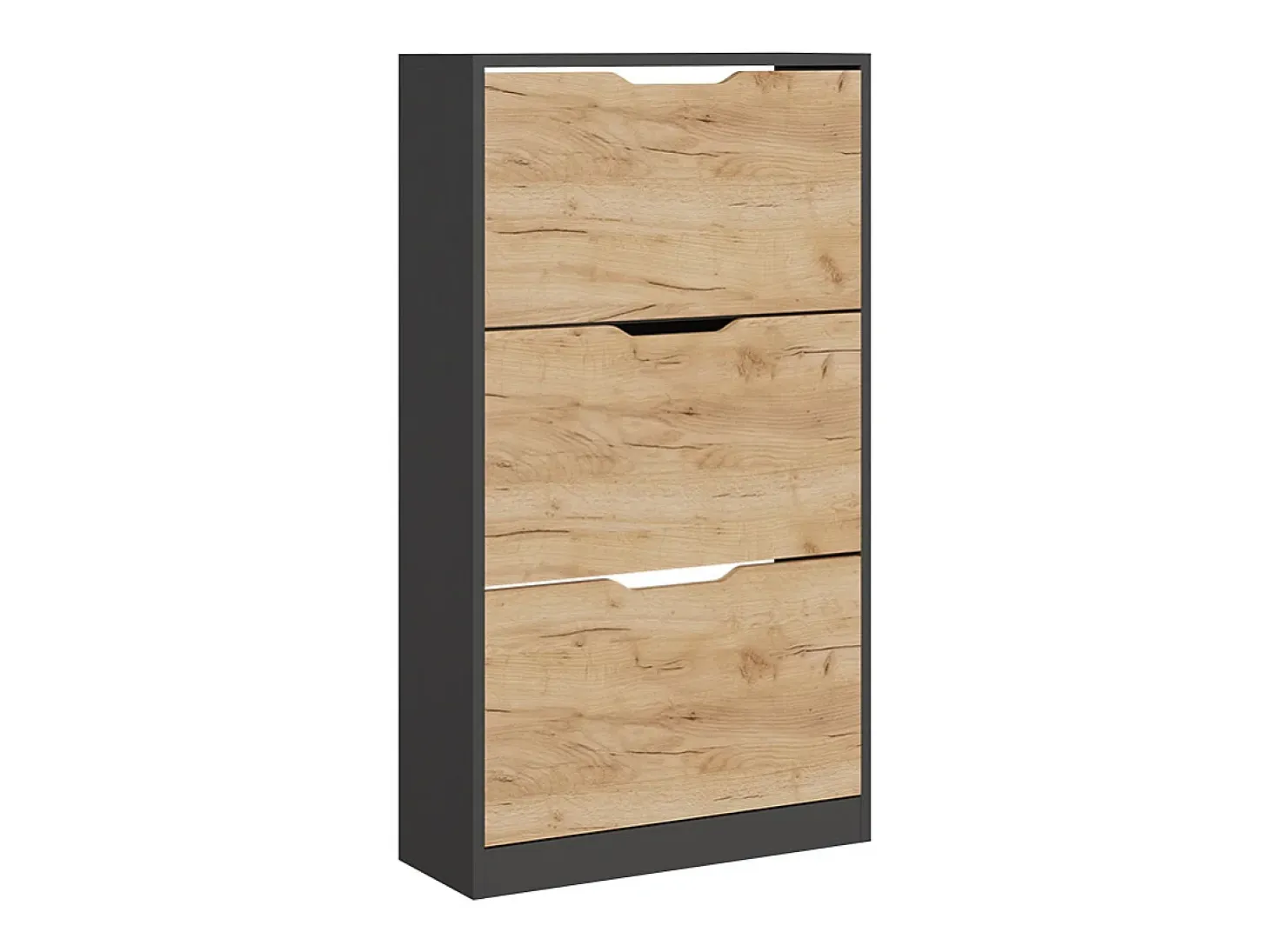 Mueble zapatero antracita/roble dorado 59x22x105 luca