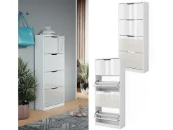 Mueble zapatero blanco/blanco alto brillo 59x22x137 luca
