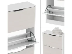 Mueble zapatero blanco/blanco alto brillo 59x22x137 luca