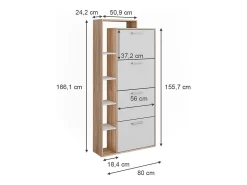 Mueble zapatero blanco/sonoma 80x24.2x166.1 orlando