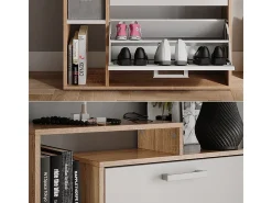 Mueble zapatero blanco/sonoma 80x24.2x166.1 orlando