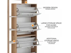 Mueble zapatero blanco/sonoma 80x24.2x166.1 orlando