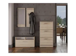 Mueble Zapatero Color Roble Sonoma 116x60x28 cm – 3 Puertas Abatibles – Ideal para Entrada o Dormitorio