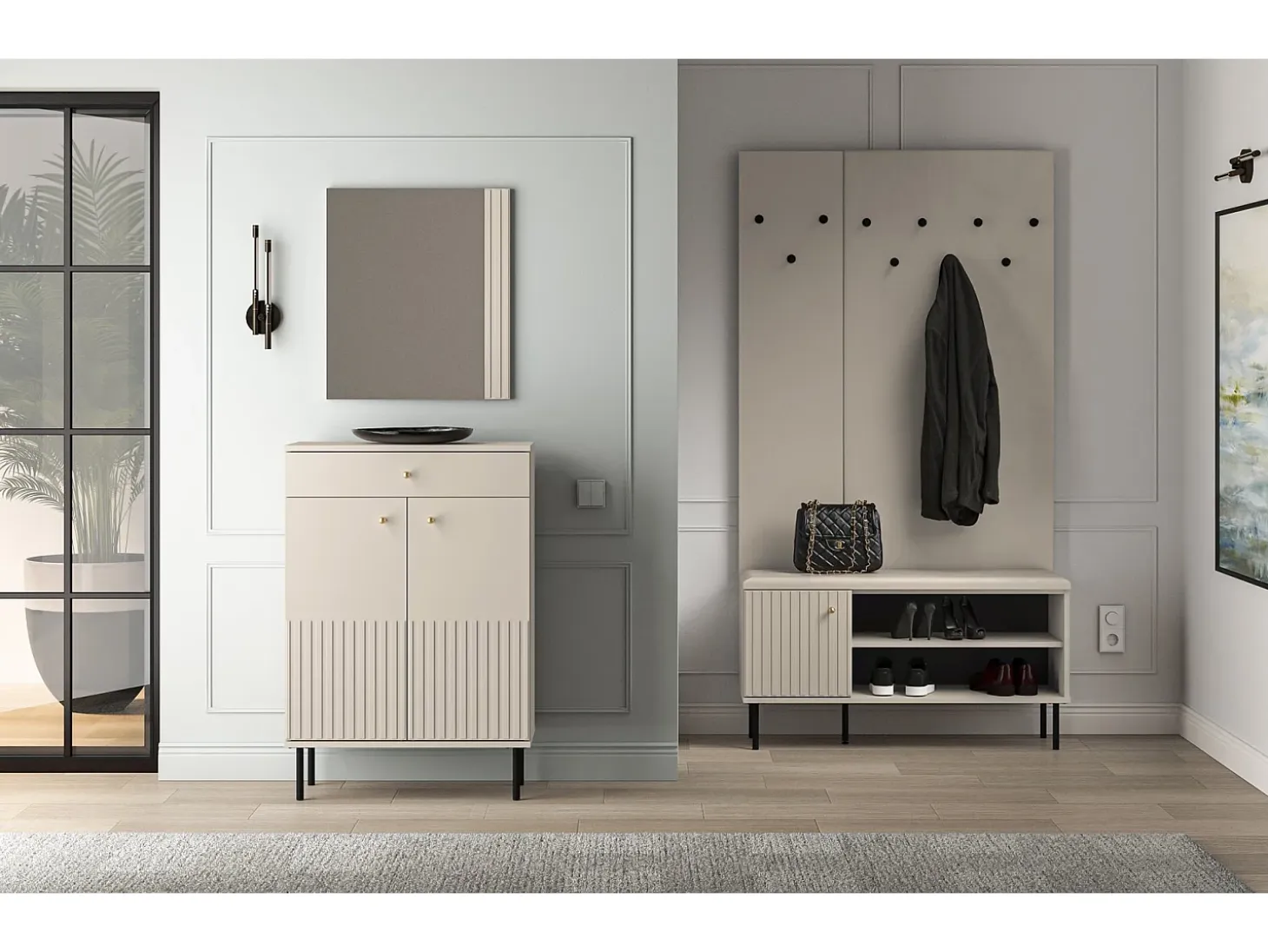 Mueble zapatero con cajón 68 cm - beige - CALETTO