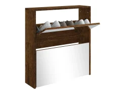 Mueble zapatero con espejo 2 niveles roble ahumado 63x17x67 cm ES249212