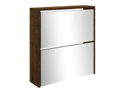 Mueble zapatero con espejo 2 niveles roble ahumado 63x17x67 cm ES249212