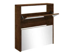 Mueble zapatero con espejo 2 niveles roble ahumado 63x17x67 cm ES249212