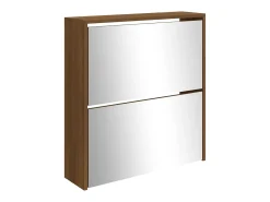 Mueble zapatero con espejo 2 niveles roble marrón 63x17x67 cm ES405335