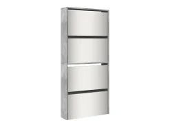 Mueble zapatero con espejo 4 niveles gris hormigón 63x17x134 cm ES265978