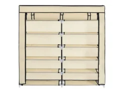 Mueble zapatero con funda de tela color crema 115x28x110 cm ES977274