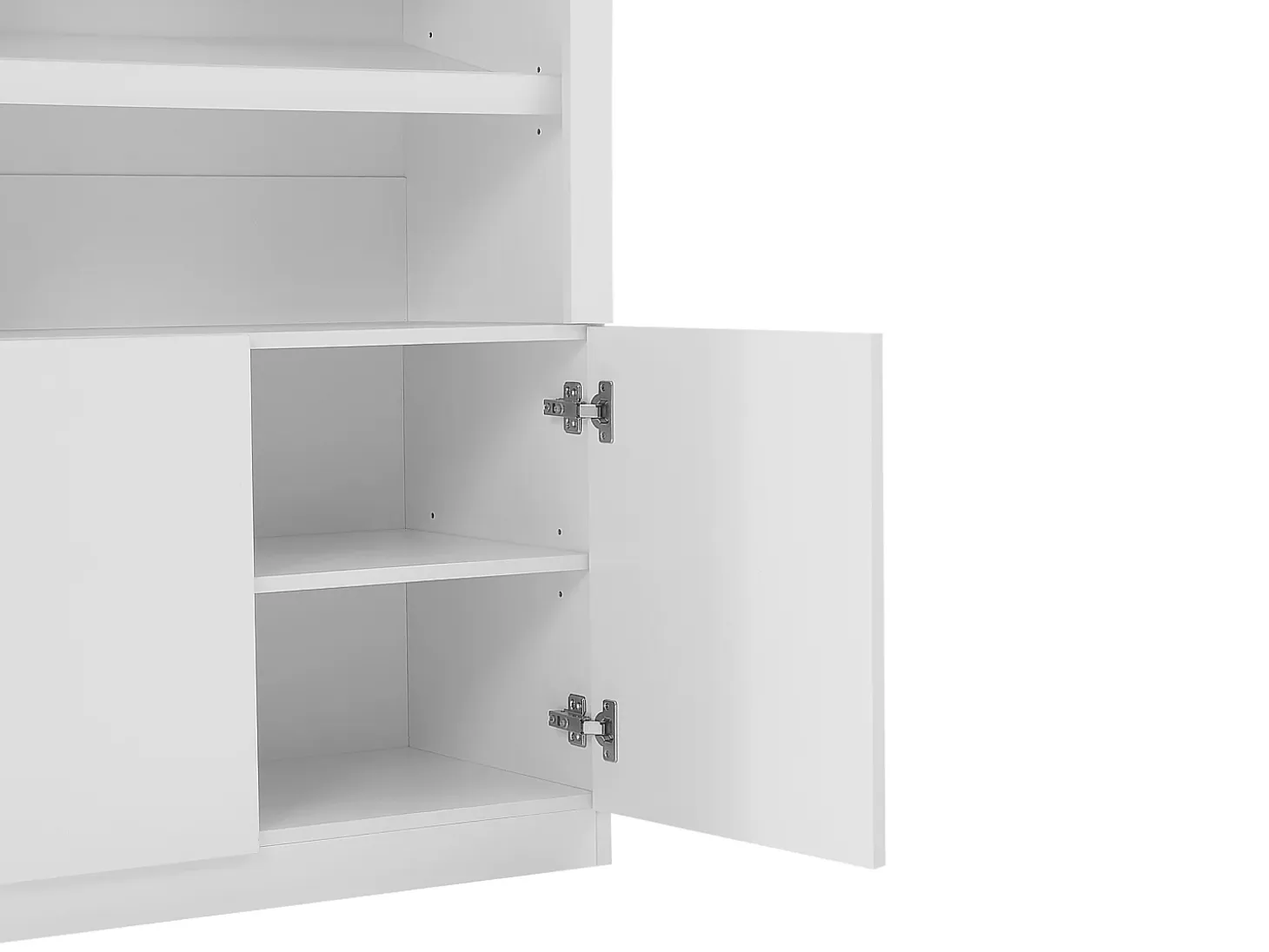 Mueble zapatero de 5 estantes y 2 puertas con luces LED en MDF - Blanco - DOLMINA