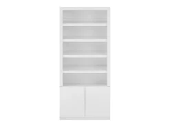 Mueble zapatero de 5 estantes y 2 puertas con luces LED en MDF - Blanco - DOLMINA