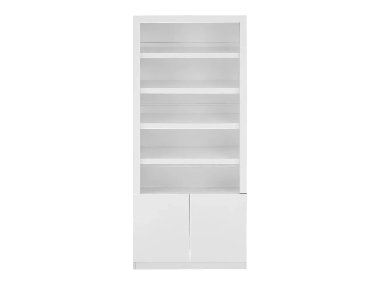 Mueble zapatero de 5 estantes y 2 puertas con luces LED en MDF - Blanco - DOLMINA