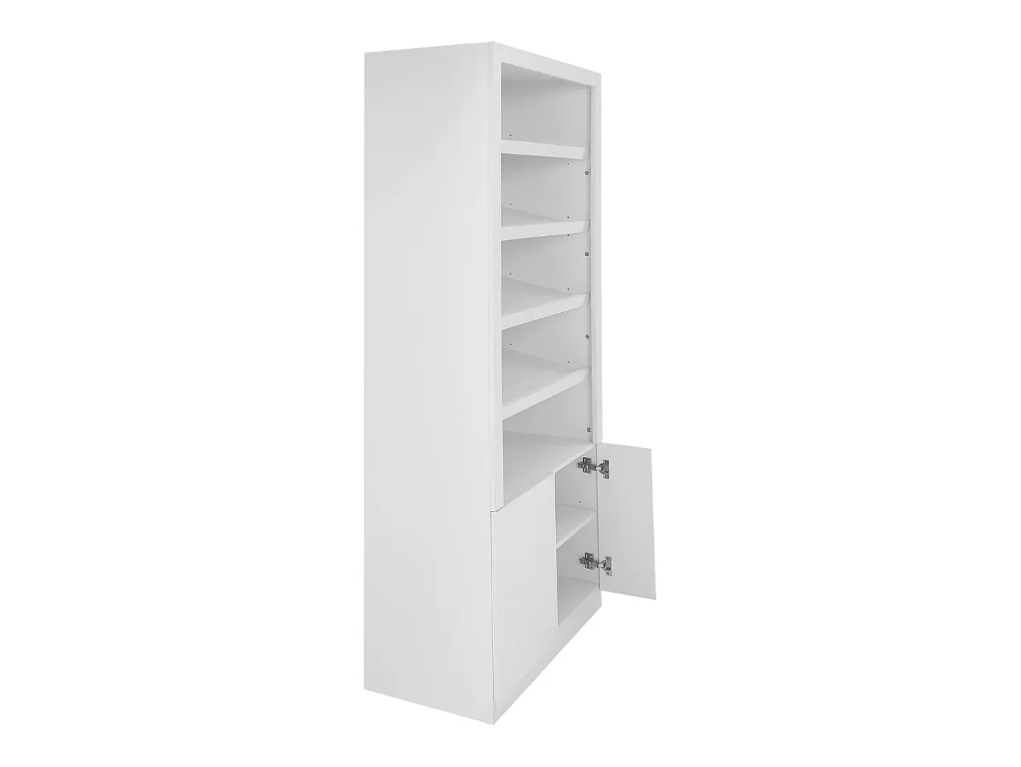 Mueble zapatero de 5 estantes y 2 puertas con luces LED en MDF - Blanco - DOLMINA