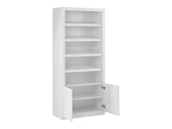 Mueble zapatero de 5 estantes y 2 puertas con luces LED en MDF - Blanco - DOLMINA