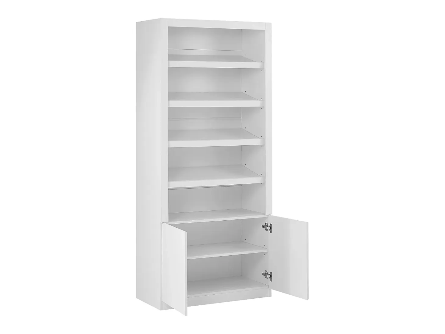Mueble zapatero de 5 estantes y 2 puertas con luces LED en MDF - Blanco - DOLMINA