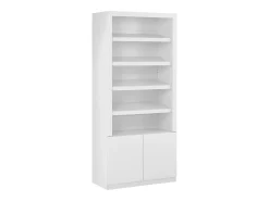 Mueble zapatero de 5 estantes y 2 puertas con luces LED en MDF - Blanco - DOLMINA