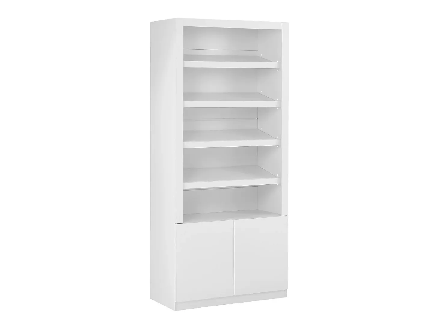 Mueble zapatero de 5 estantes y 2 puertas con luces LED en MDF - Blanco - DOLMINA