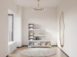 Mueble zapatero de 2 puertas y 6 compartimentos con luces LED en MDF - Blanco - LOVILA