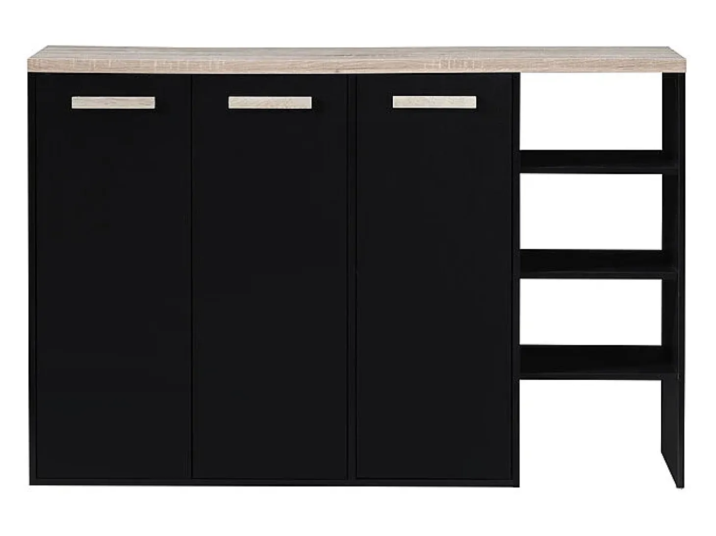 Mueble zapatero de 3 puertas y 3 estantes - Blanco y Natural claro - SKAIDO