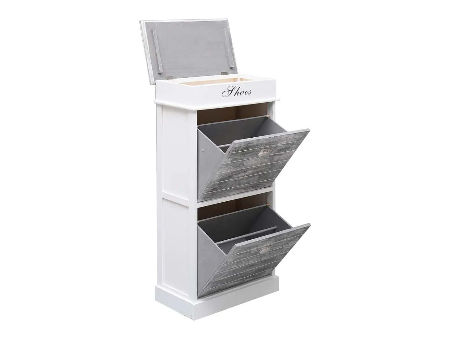 Mueble zapatero de madera de Paulownia gris 50x28x98 cm ES292201