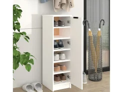 Mueble zapatero de madera contrachapada blanco 30x35x100 cm ES989390