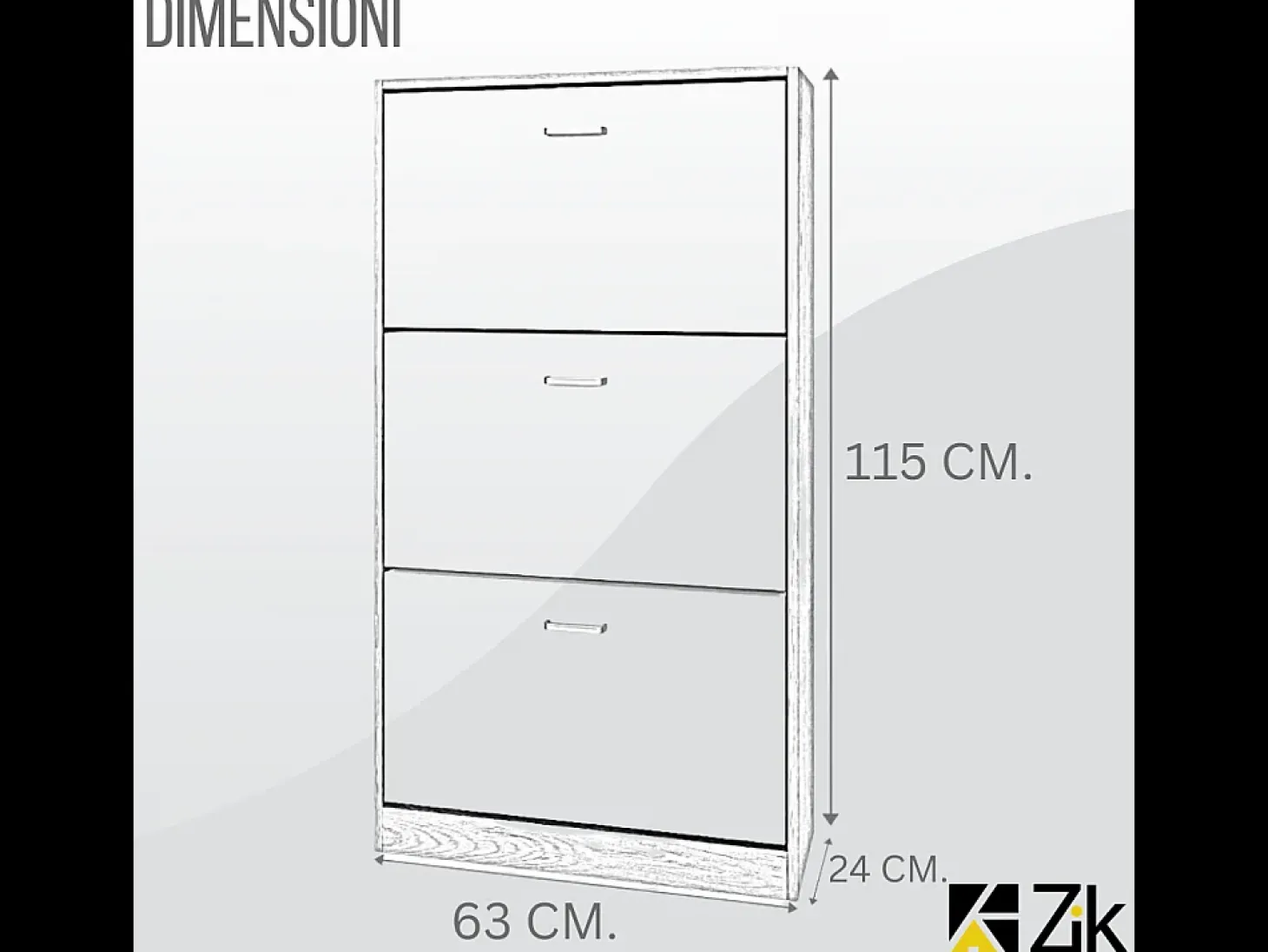 Mueble zapatero de madera de roble 63x24x115cm, 3 puertas plegables, doble fondo, para entrada, muebles bajos - ZIK