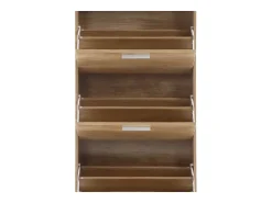 Mueble zapatero de madera de roble 63x24x115cm, 3 puertas plegables, doble fondo, para entrada, muebles bajos - ZIK