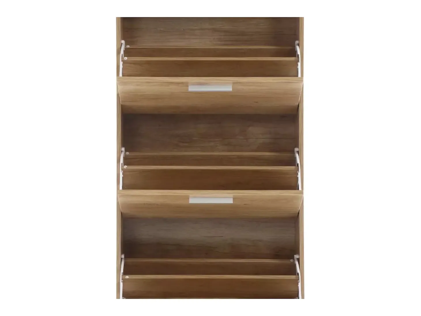 Mueble zapatero de madera de roble 63x24x115cm, 3 puertas plegables, doble fondo, para entrada, muebles bajos - ZIK