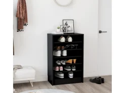 Mueble zapatero de madera contrachapada negro 60x35x92 cm ES841081
