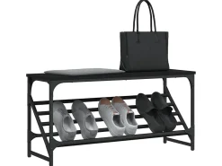Mueble zapatero de madera de ingeniería negro 90x30x45 cm ES191051