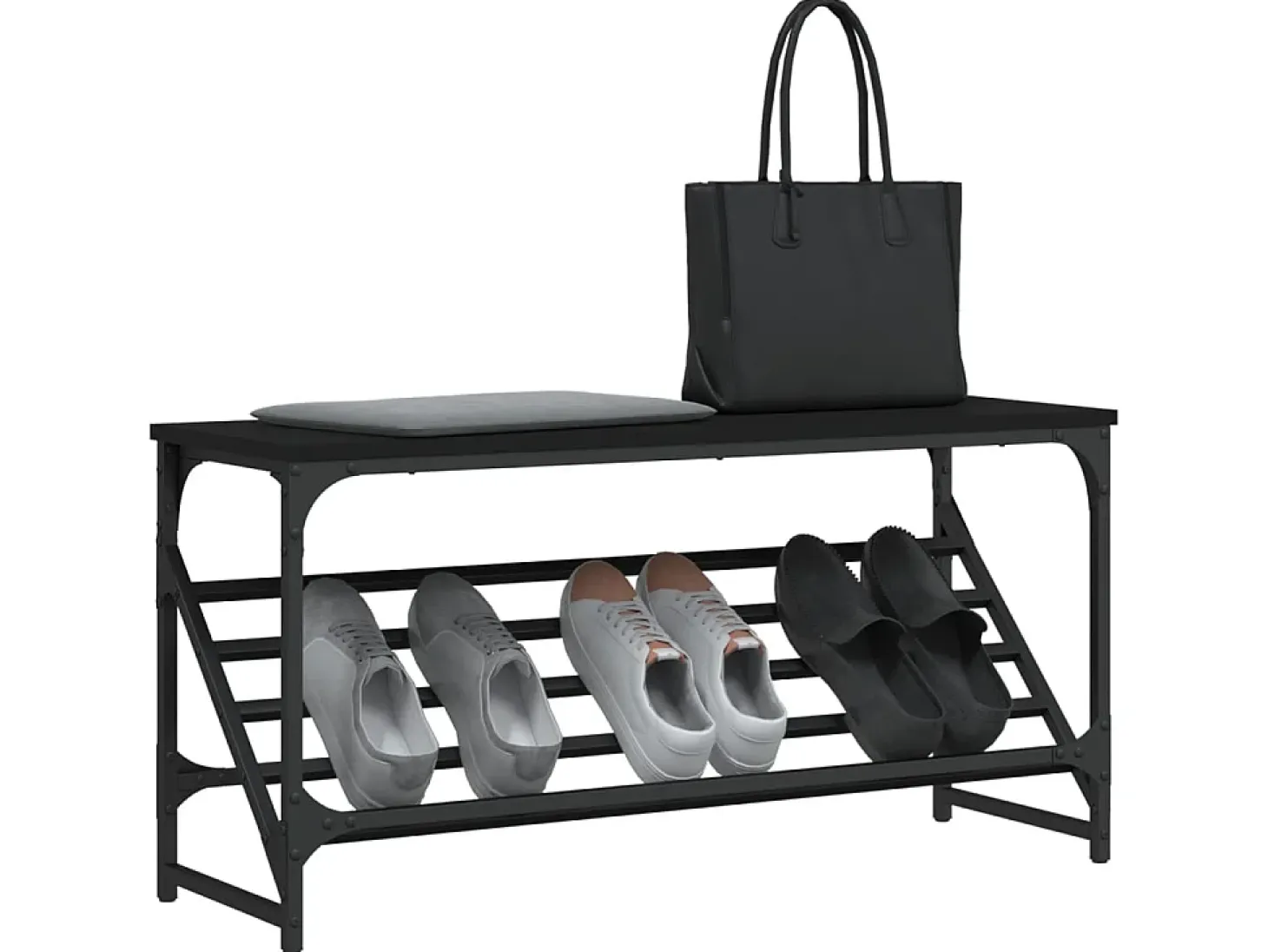 Mueble zapatero de madera de ingeniería negro 90x30x45 cm ES191051