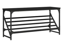 Mueble zapatero de madera de ingeniería negro 90x30x45 cm ES191051