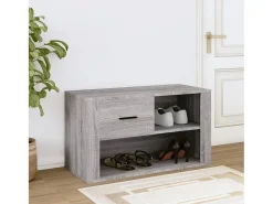 Mueble zapatero de madera contrachapada gris Sonoma 80x35x45 cm ES580563