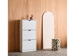 Mueble zapatero decorativo de madera con 3 cajones blanco