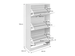 Mueble zapatero decorativo de madera con 3 cajones blanco