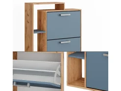 Mueble zapatero goldkraft roble/azul 80x24.2x128.3 orlando