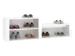 Mueble zapatero madera contrachapada blanco brillo 150x35x45 cm ES590806