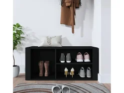 Mueble zapatero madera contrachapada negro 100x35x45 cm ES155297
