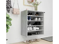 Mueble zapatero madera contrachapada gris hormigón 60x35x70 cm ES704457