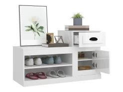Mueble zapatero madera contrachapada blanco brillo 100x42x60 cm ES609184