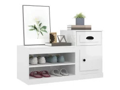 Mueble zapatero madera contrachapada blanco brillo 100x42x60 cm ES609184