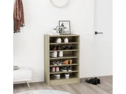 Mueble zapatero madera contrachapada roble Sonoma 60x35x92 cm ES207301