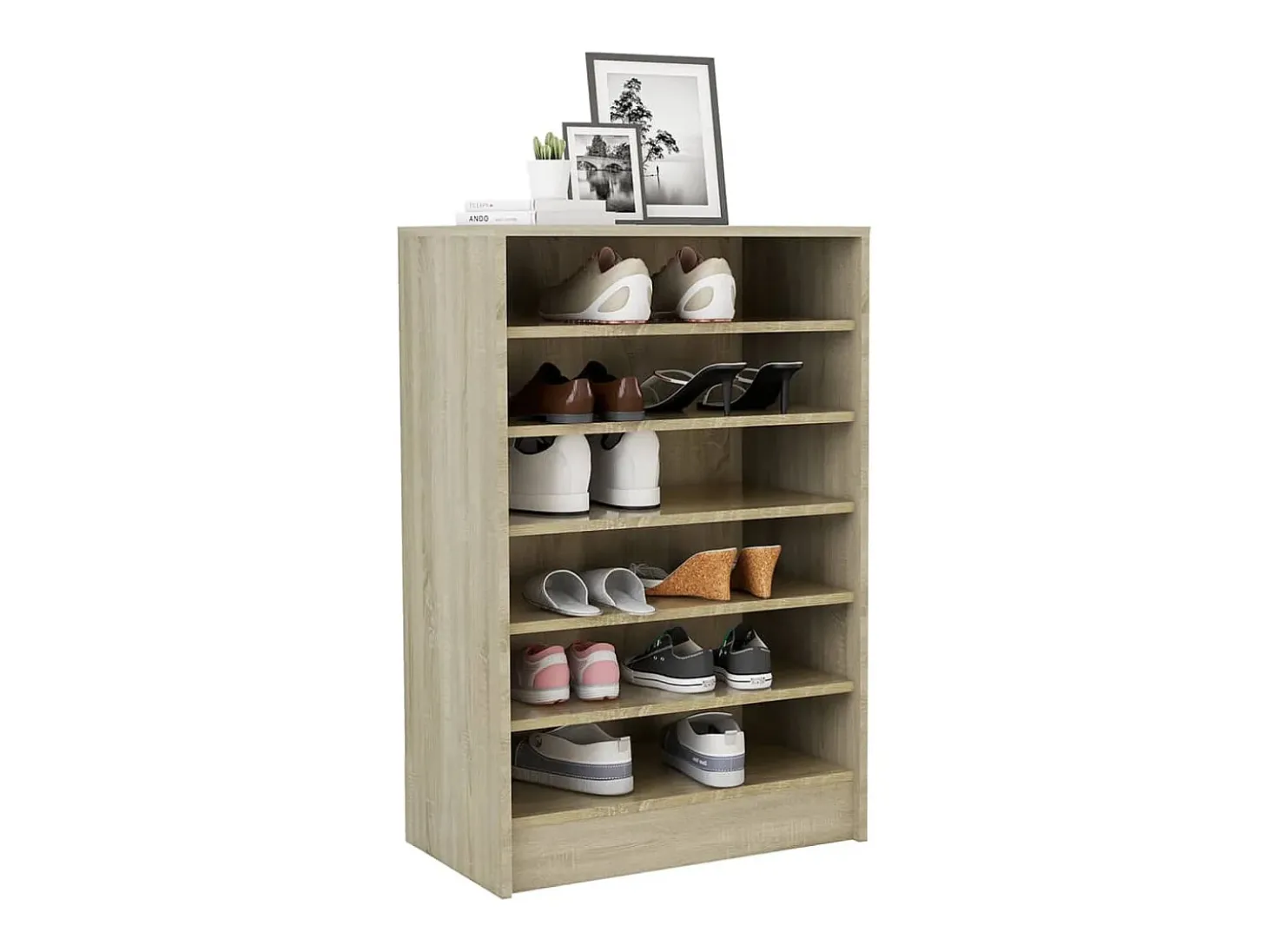 Mueble zapatero madera contrachapada roble Sonoma 60x35x92 cm ES207301