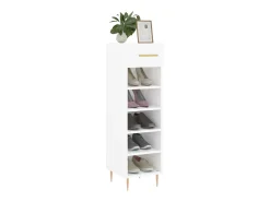 Mueble zapatero madera contrachapada blanco brillo 30x35x105 cm ES793100