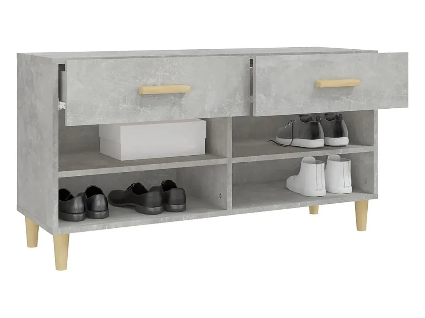 Mueble zapatero madera contrachapada gris hormigón 102x35x55 cm ES890507